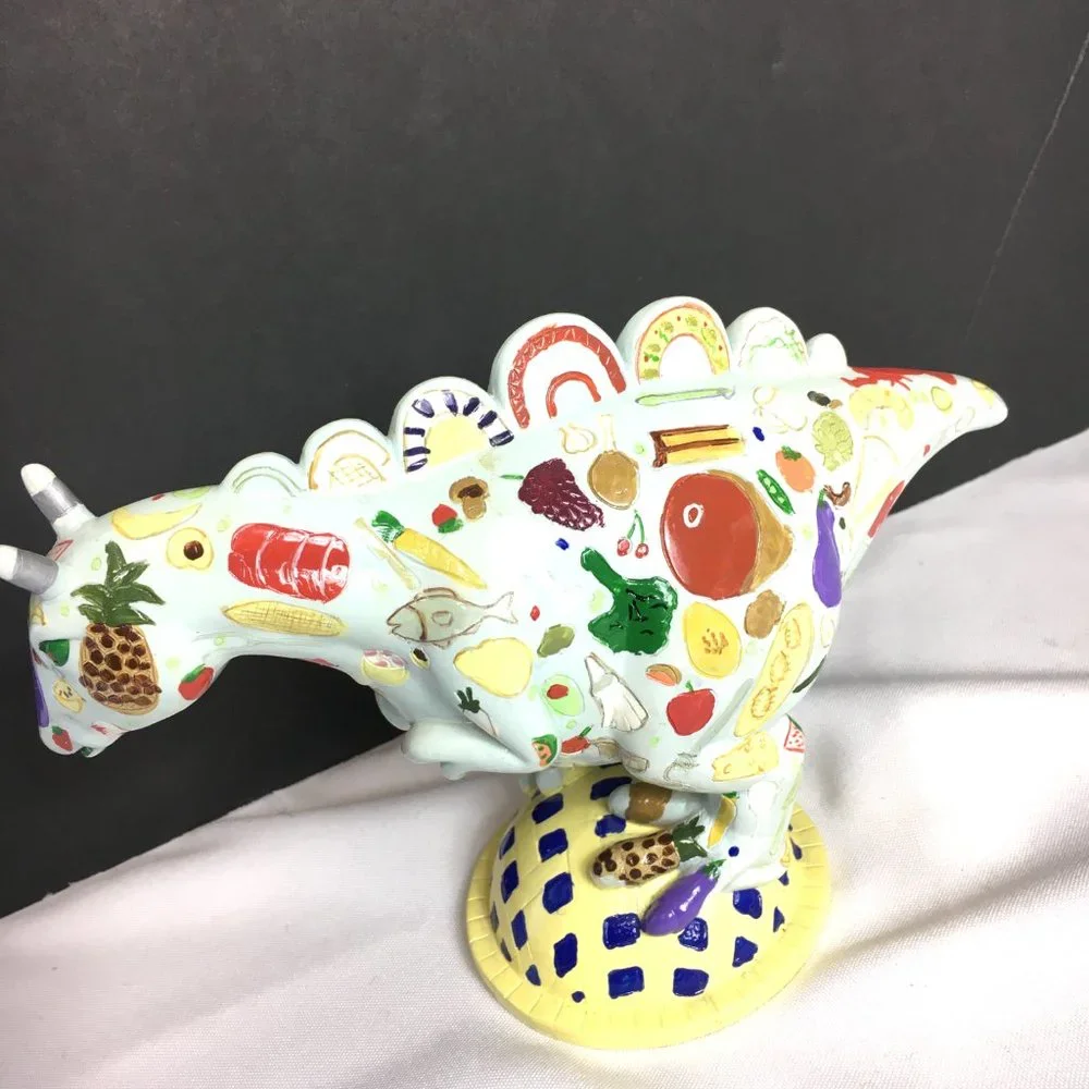 Dinosaur Figure Painted with fish lobster vegetables